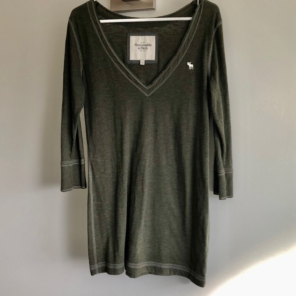 Abercrombie Green V-neck Long Tee